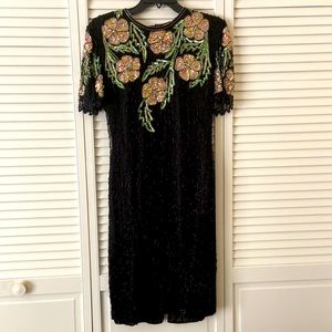 Beautiful Vintage beaded, sequin & pearl dress 100% Pure Silk with Rayon Lining!